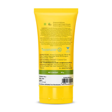 Mamaearth HydraGel Indian Sunscreen with Aloe Vera and Raspberry for Sun Protection | SPF 50 & PA++++ Protection | Shields from UVA & UVB Rays | Tan Protection | Non-Sticky & Light | 50 g